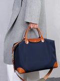 Recycled Nylon & Cowhide Leather Work Tote Bag – Handmade, 3 Sizes | Personalised Initials, Laptop Bag, Waterproof, Anti-Slip Strap