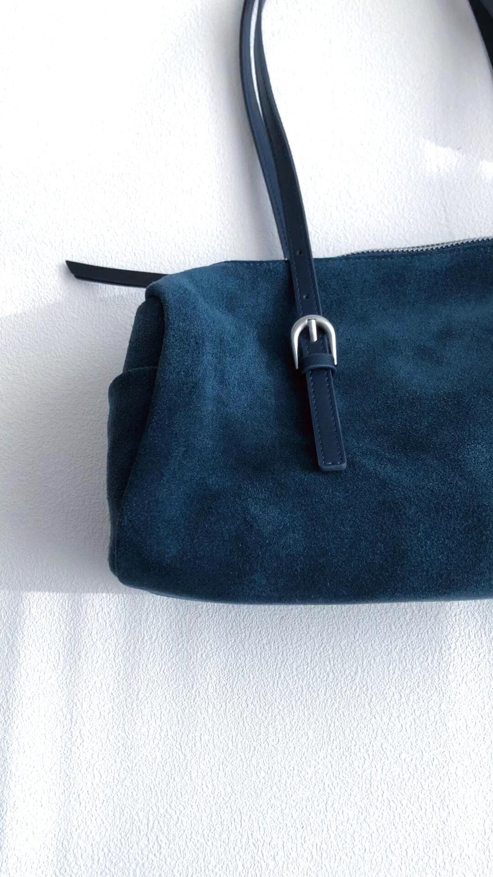 Suede Baguette Bag for Women | Matte Cowhide Leather Shoulder & Hand Bag | Versatile Commuter Purse in Two Colors