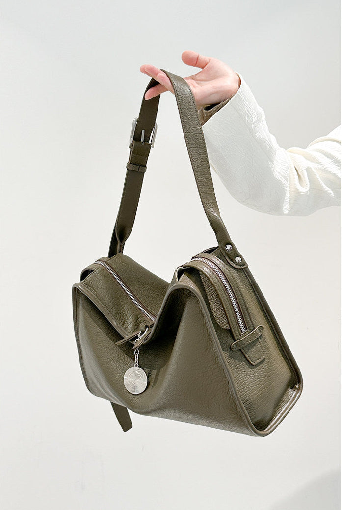 Textured Full Grain Cowhide Leather Boston Bag | Women's Shoulder & Crossbody Bag