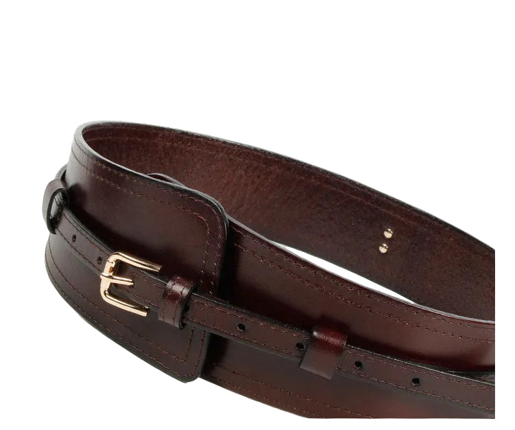 Wide Cowhide Leather Waist Belt | Handmade Women's Cinch Belt for Dresses, Coats & Sweaters