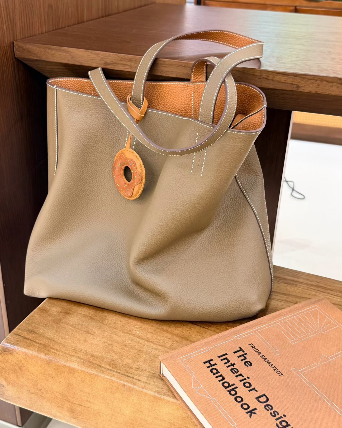 Reversible Full Grain Togo Leather Tote Bag | Two-Tone Everyday Carry Bag