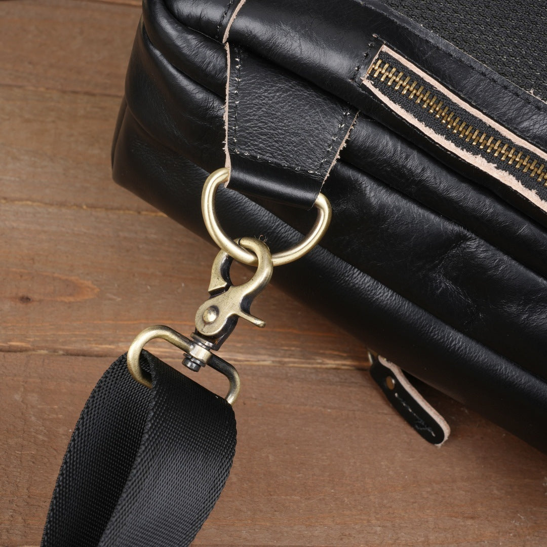 Men's Crazy Horse Leather Vintage Sling Bag — Handmade 3-Way Carry Chest / Shoulder / Backpack