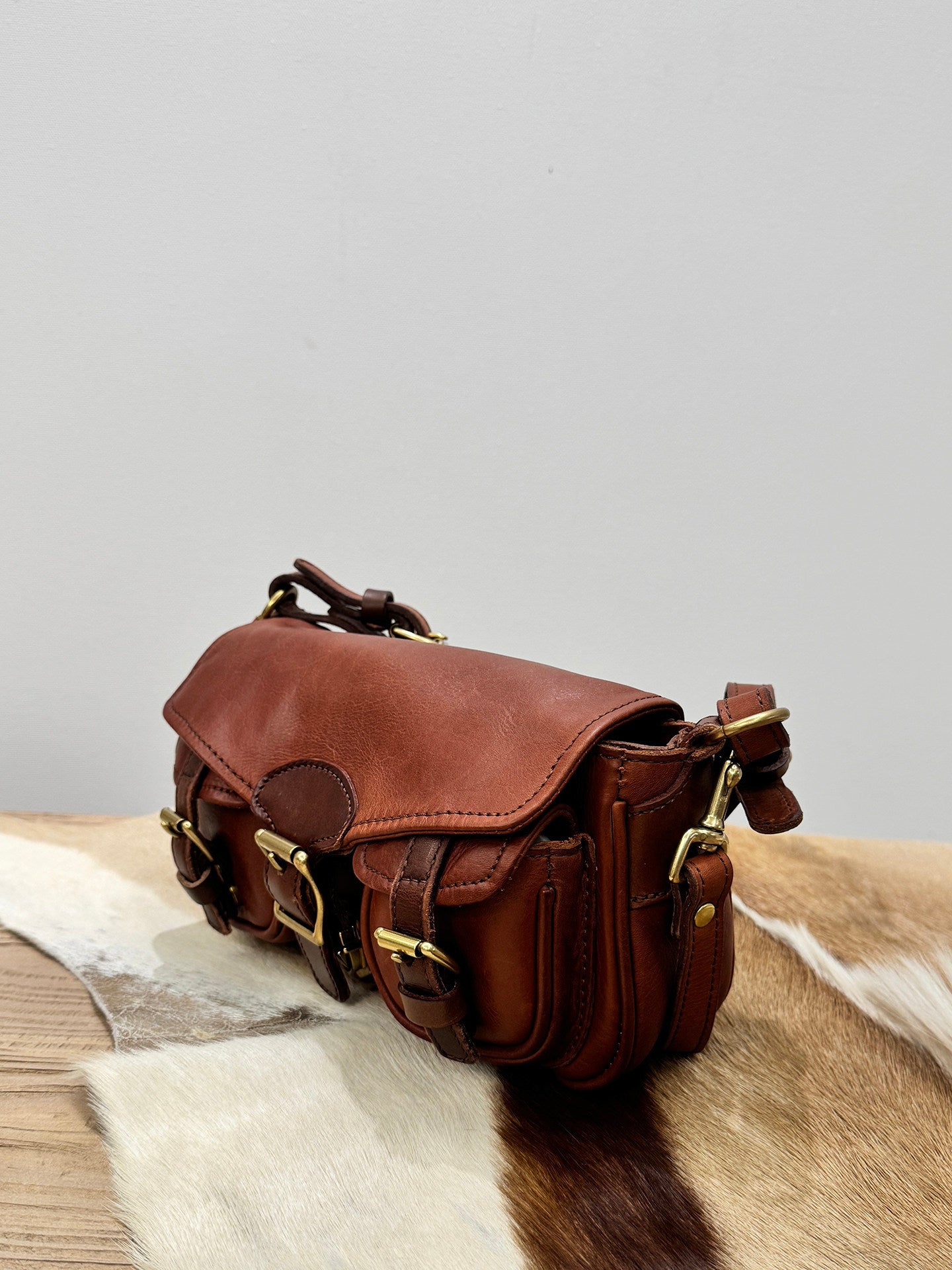 Vintage Distressed Leather Saddle Bag | Unisex Crossbody Shoulder Bag | Full Grain Cowhide Handbag
