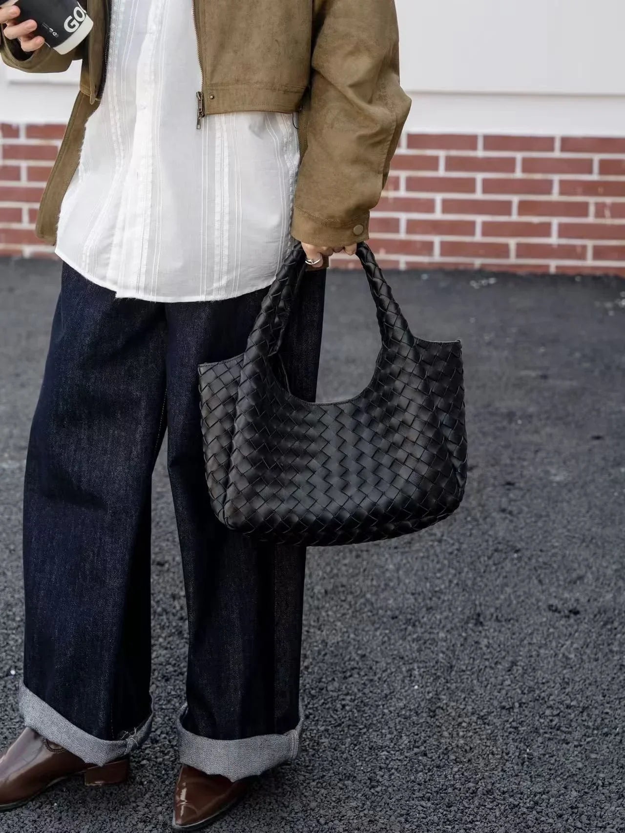 Artisanal Handwoven Lambskin Hobo Bag | Soft Leather Slouchy Luxury Shoulder Bag