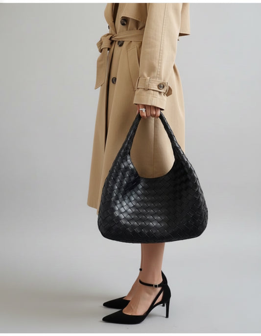 Artisanal Handwoven Lambskin Hobo Bag | Soft Leather Slouchy Luxury Shoulder Bag