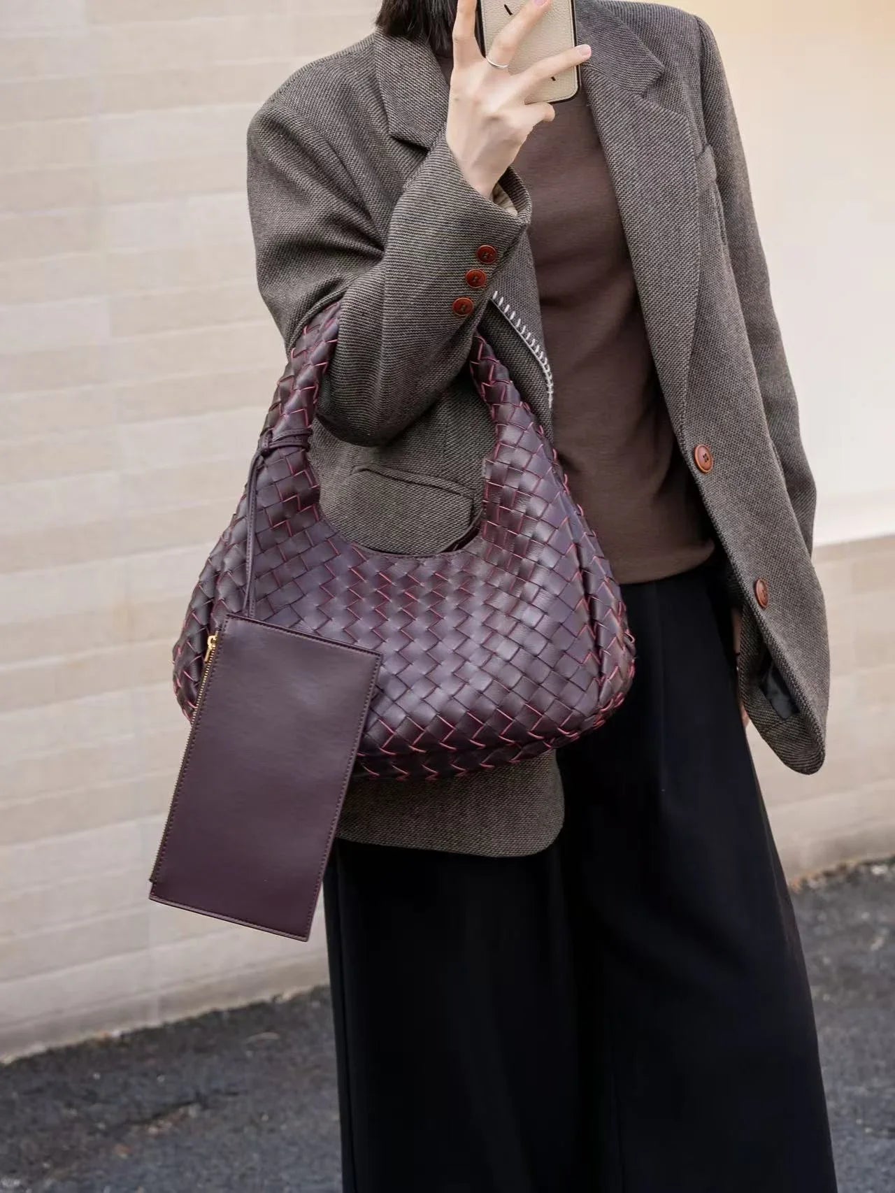 Artisanal Handwoven Lambskin Hobo Bag | Soft Leather Slouchy Luxury Shoulder Bag