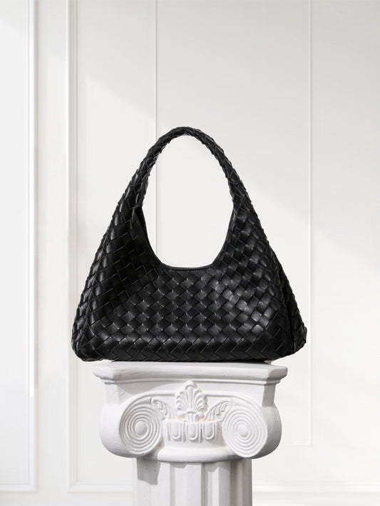Artisanal Handwoven Lambskin Hobo Bag | Soft Leather Slouchy Luxury Shoulder Bag