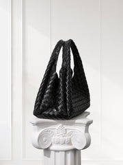 Artisanal Handwoven Lambskin Hobo Bag | Soft Leather Slouchy Luxury Shoulder Bag