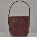 Autumn & Winter Suede Leather Bucket Bag | Women's Minimalist Shoulder Tote