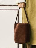 Autumn & Winter Suede Leather Bucket Bag | Women's Minimalist Shoulder Tote