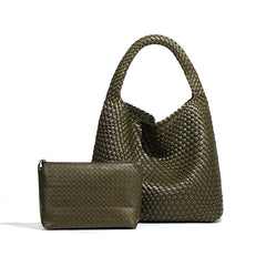 Handwoven Large Vegan Leather Tote Bag for Women