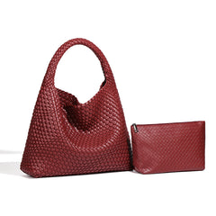 Handwoven Large Vegan Leather Tote Bag for Women