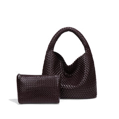 Handwoven Large Vegan Leather Tote Bag for Women