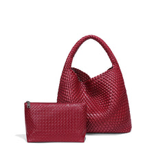 Handwoven Large Vegan Leather Tote Bag for Women