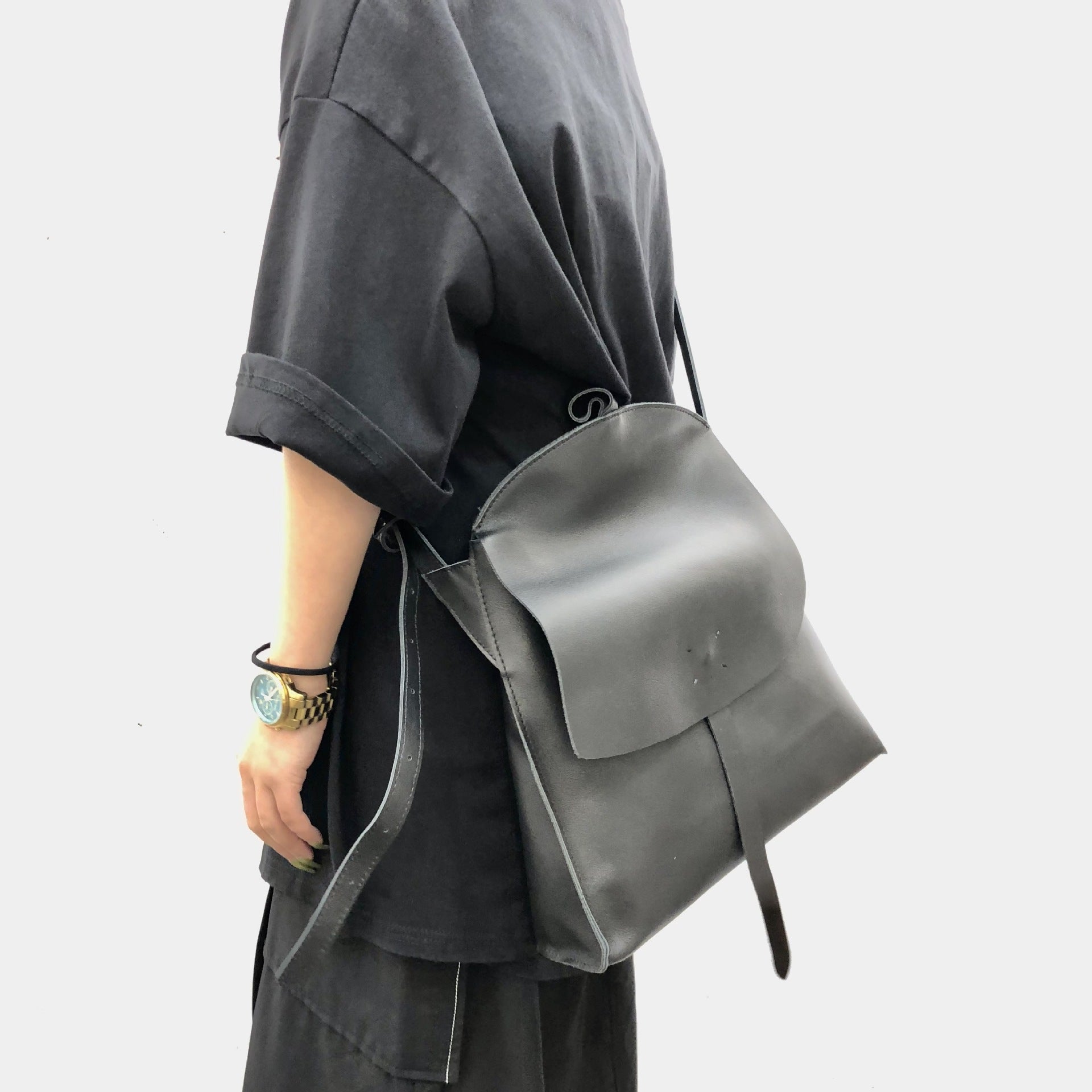 Black Shoulder 4 in 1, Convertible Backpack, Handcrafted Shoulder Bag, Leather Crossbody, Handbag With Long Strap, Women Backpack Bag