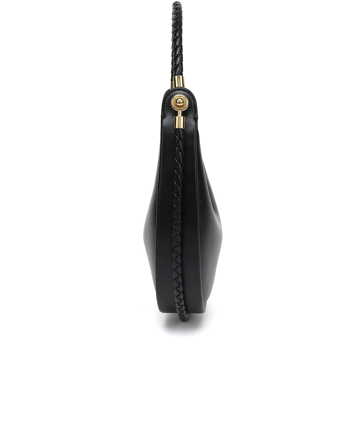 Braided Strap Lambskin Leather Hobo Bag | Handheld, Shoulder, and Crossbody Crescent Bag