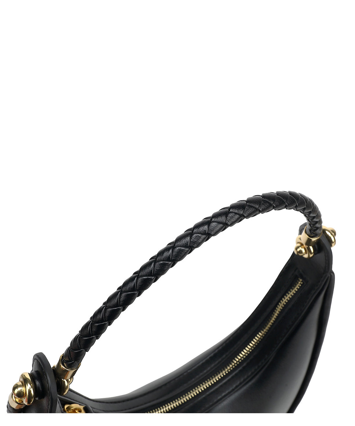 Braided Strap Lambskin Leather Hobo Bag | Handheld, Shoulder, and Crossbody Crescent Bag