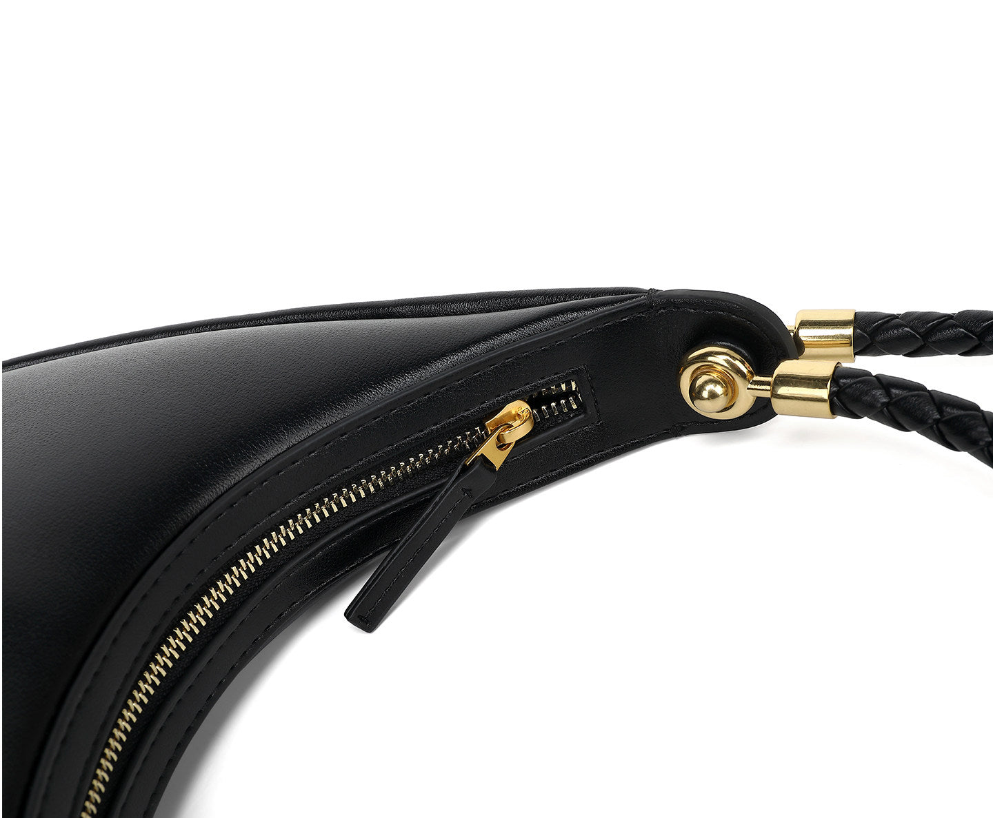 Braided Strap Lambskin Leather Hobo Bag | Handheld, Shoulder, and Crossbody Crescent Bag