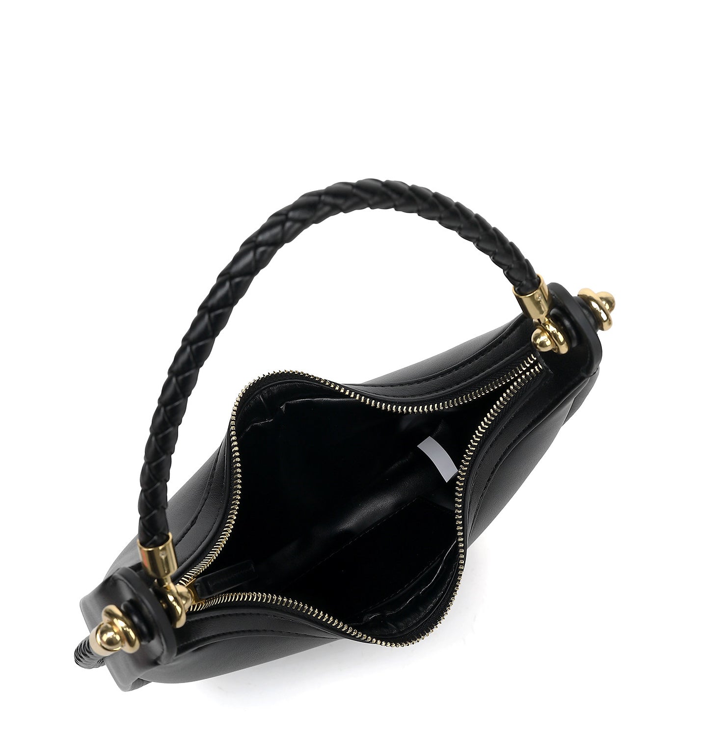 Braided Strap Lambskin Leather Hobo Bag | Handheld, Shoulder, and Crossbody Crescent Bag