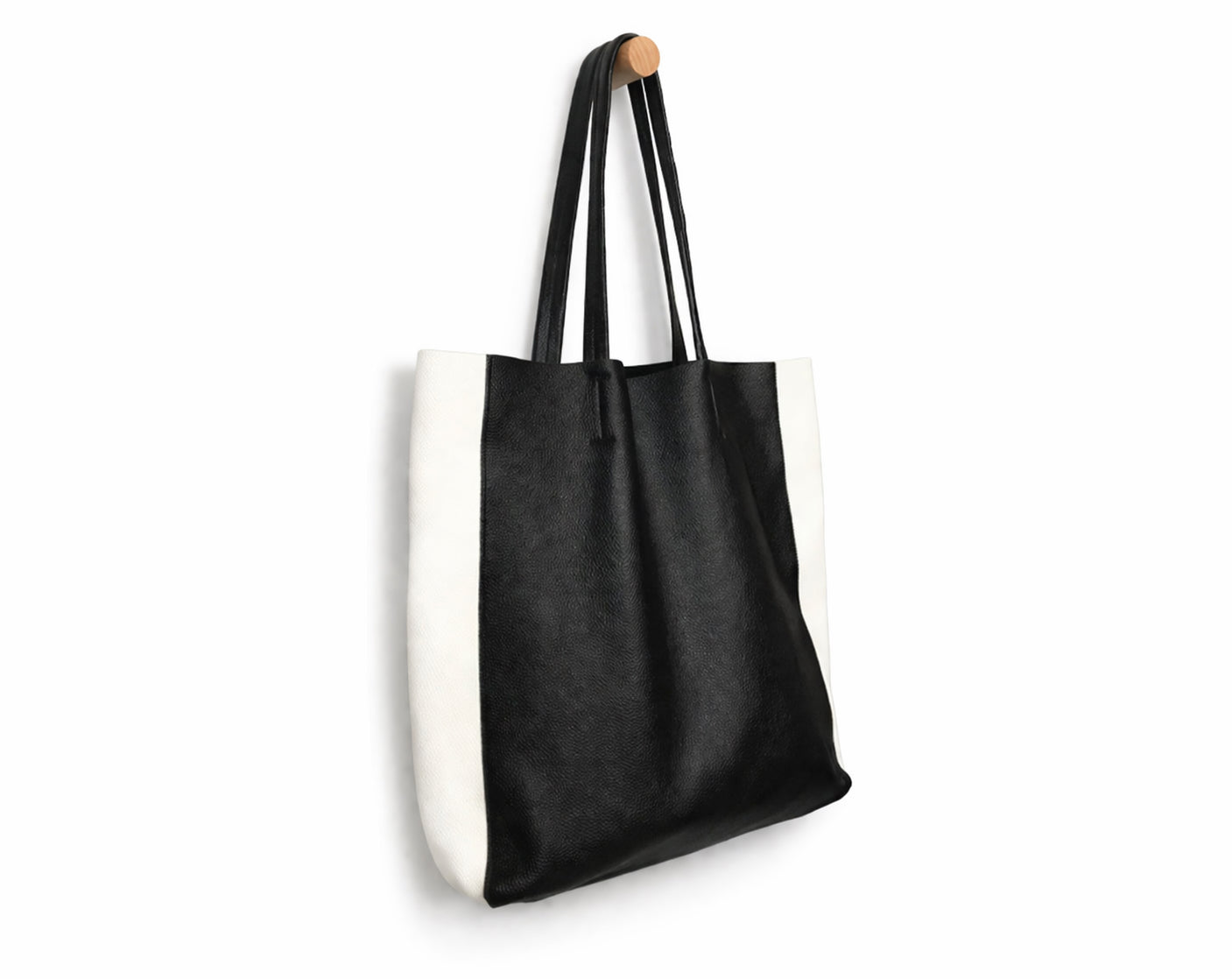 Custom Handcrafted Soft Grain Cowhide Leather Tote | Large Two-Tone Shoulder Bag for Laptop & Travel