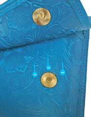 Men's Full Grain Leather Crossbody Bag, Handcrafted Embossed Floral Messenger Bag, Antique Leather Brown Purse