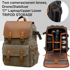 Waterproof Camera Bag Purse, Leather DSLR Bag | Anti-Theft Canvas Camera Backpack with USB Charging for Travel & Outdoor
