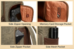 Waterproof Camera Bag Purse, Leather DSLR Bag | Anti-Theft Canvas Camera Backpack with USB Charging for Travel & Outdoor