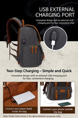Waterproof Camera Bag Purse, Leather DSLR Bag | Anti-Theft Canvas Camera Backpack with USB Charging for Travel & Outdoor