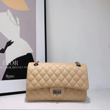 Classic Caviar/Lambskin Flap Bag with Chain Ball | Genuine Caviar Leather Crossbody Bag, Leather Shoulder Purse, Chain Strap Lock Bag, Christmas Gift