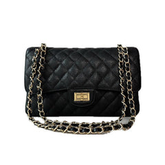 Classic Genuine Caviar Leather Handbag, Crossbody Bag, Classic Flap Bag Caviar, Leather Shoulder Purse, Chain Strap Lock Bag, Christmas Gift