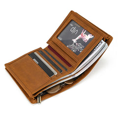 Classic Men's Full Grain Leather Wallet, Leather Coins Purse, Unisex Bifold Wallet, Great Gift Idea for Men Best Man Groomsmen Father's Day