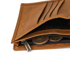 Classic Men's Full Grain Leather Wallet, Leather Coins Purse, Unisex Bifold Wallet, Great Gift Idea for Men Best Man Groomsmen Father's Day