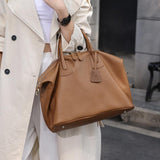 Classic Premium Leather Large Travel Tote Bag | Genuine Leather Women's Shoulder Weekend and Crossbody Bag