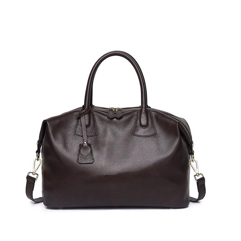 Classic Premium Leather Large Travel Tote Bag | Genuine Leather Women's Shoulder Weekend and Crossbody Bag