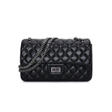 Classic Style DIAMONDS Genuine Leather Quilted Bag, Iconic Black Crossbody Bag, Eternal Fashion Bag