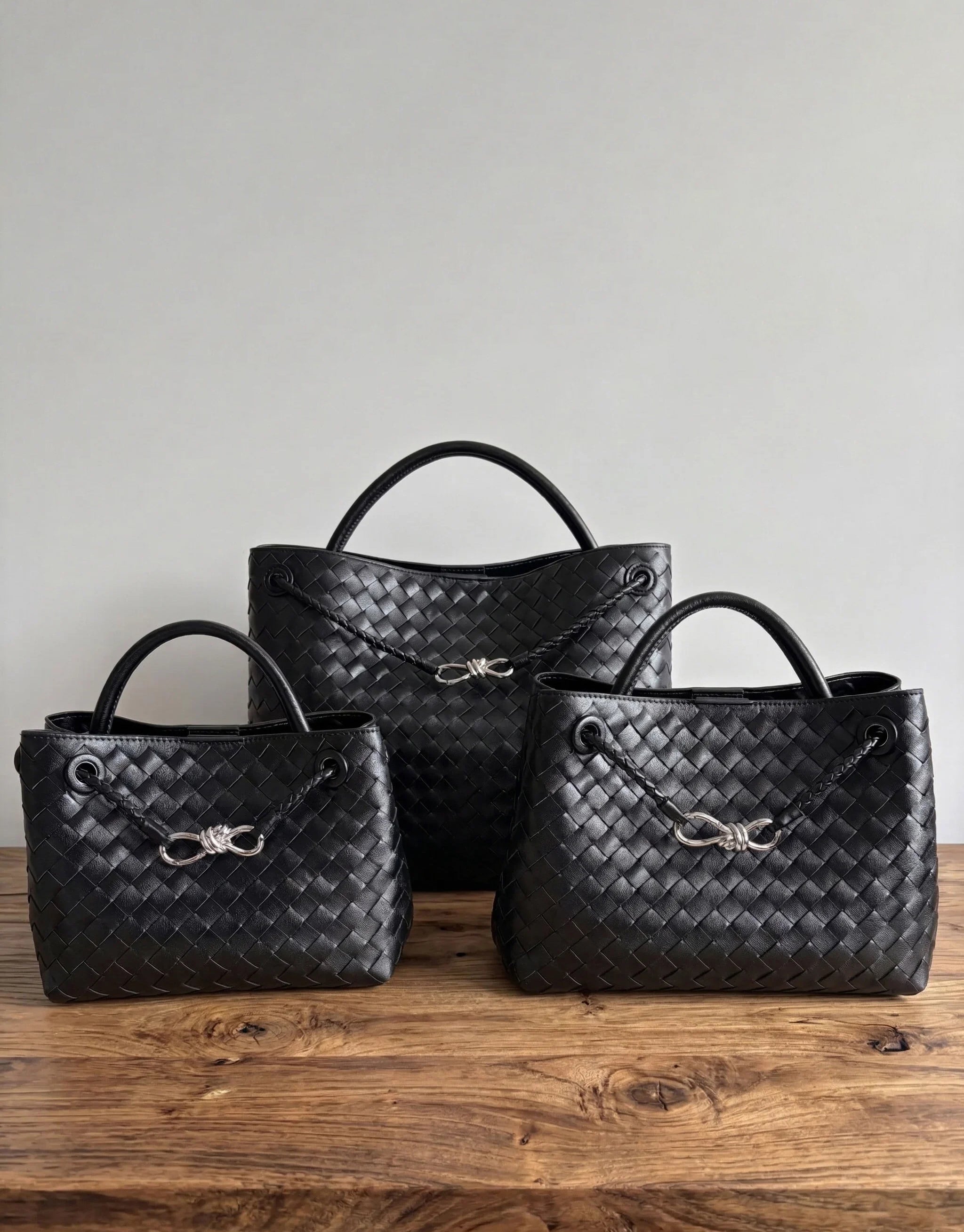 Cowhide Leather Knotted Intrecciato Shoulder Bag | Woven Handbag With Metal Buckle, Daily Fashion Designer Bag, Woven Shoulder Purse