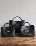 Cowhide Leather Knotted Intrecciato Shoulder Bag | Woven Handbag With Metal Buckle, Daily Fashion Designer Bag, Woven Shoulder Purse