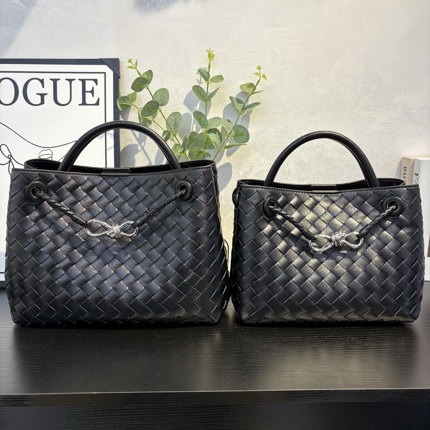 Cowhide Leather Knotted Intrecciato Shoulder Bag | Woven Handbag With Metal Buckle, Daily Fashion Designer Bag, Woven Shoulder Purse