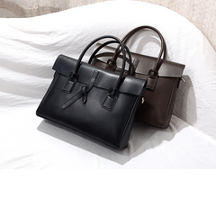 Cowhide Leather laptop bag, Leather Briefcase for Women, 14 Inches Laptop Bag, Leather Work Tote, Business Shoulder Bag, Birthday Gift