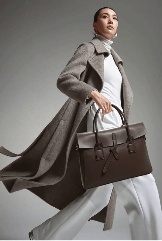 Cowhide Leather laptop bag, Leather Briefcase for Women, 14 Inches Laptop Bag, Leather Work Tote, Business Shoulder Bag, Birthday Gift