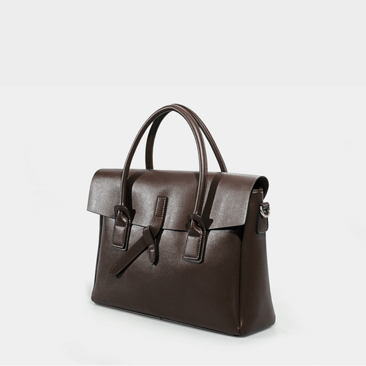 Cowhide Leather laptop bag, Leather Briefcase for Women, 14 Inches Laptop Bag, Leather Work Tote, Business Shoulder Bag, Birthday Gift