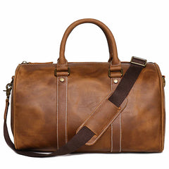 Crazy Horse Full Grain Leather Duffle Bag, Handmade Vintage Cowhide Travel Weekender Bag for Men & Women, Weekend Gear Carry-On