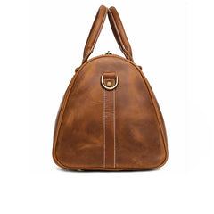 Crazy Horse Full Grain Leather Duffle Bag, Handmade Vintage Cowhide Travel Weekender Bag for Men & Women, Weekend Gear Carry-On