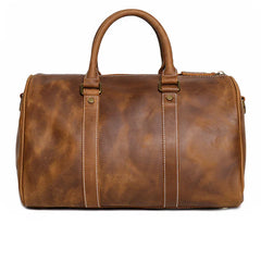 Crazy Horse Full Grain Leather Duffle Bag, Handmade Vintage Cowhide Travel Weekender Bag for Men & Women, Weekend Gear Carry-On
