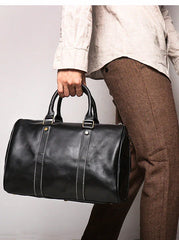 Crazy Horse Full Grain Leather Duffle Bag, Handmade Vintage Cowhide Travel Weekender Bag for Men & Women, Weekend Gear Carry-On