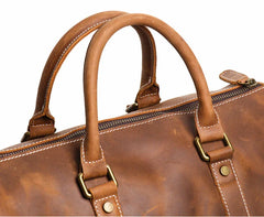 Crazy Horse Full Grain Leather Duffle Bag, Handmade Vintage Cowhide Travel Weekender Bag for Men & Women, Weekend Gear Carry-On