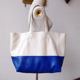 Custom Handcrafted Soft Grain Cowhide Leather Tote | Large Two-Tone Shoulder Bag for Laptop & Travel