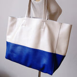 Custom Handcrafted Soft Grain Cowhide Leather Tote | Large Two-Tone Shoulder Bag for Laptop & Travel