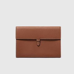 Custom Men’s and Women’s Leather Clutch Bag, Handmade Full Grain Togo Leather Business Handbag with 42 Color Options