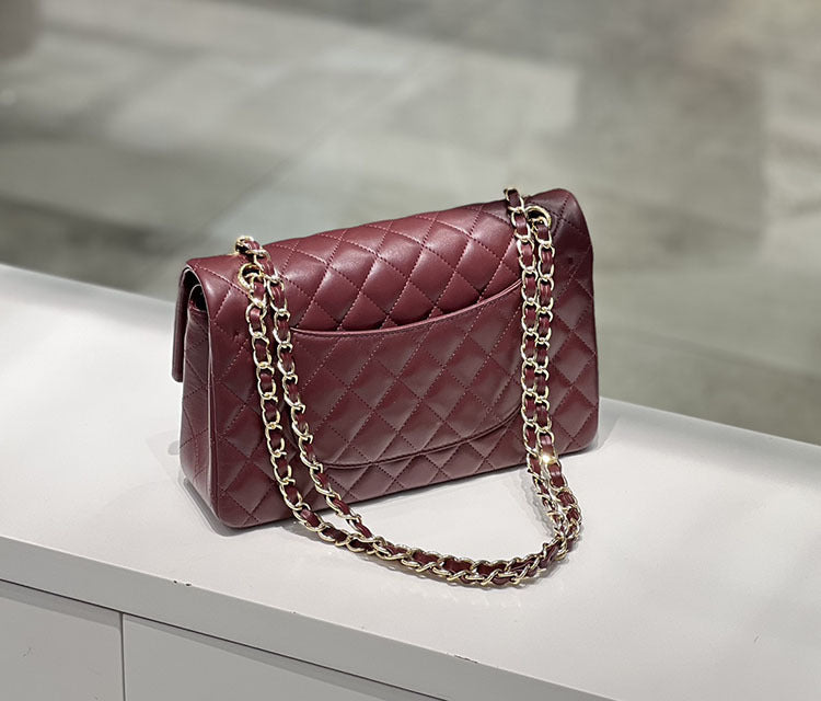 Classic Caviar/Lambskin Flap Bag with Chain Ball | Genuine Caviar Leather Crossbody Bag, Leather Shoulder Purse, Chain Strap Lock Bag, Christmas Gift